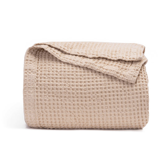 Soft 100% cotton waffle weave blanket for bed or couch
