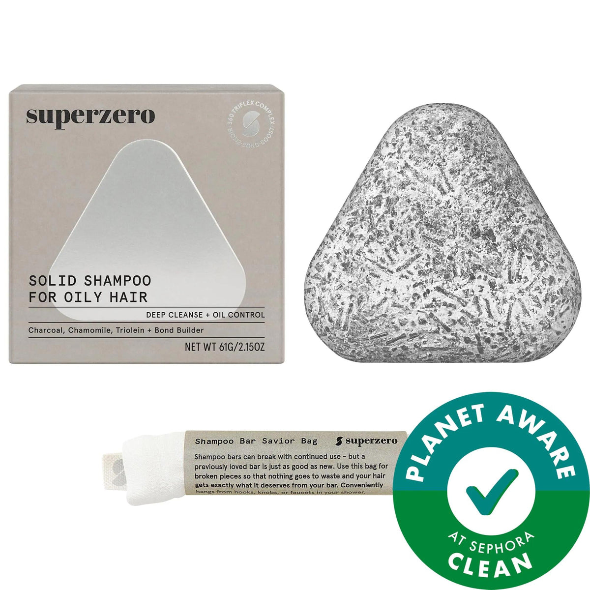 Superzero Deep Clean & Oil Control Charcoal Shampoo Bar: Detoxify Oily Hair & Scalp for Volume, Shine & Sustainable Hair Care by Beauty Care Bag