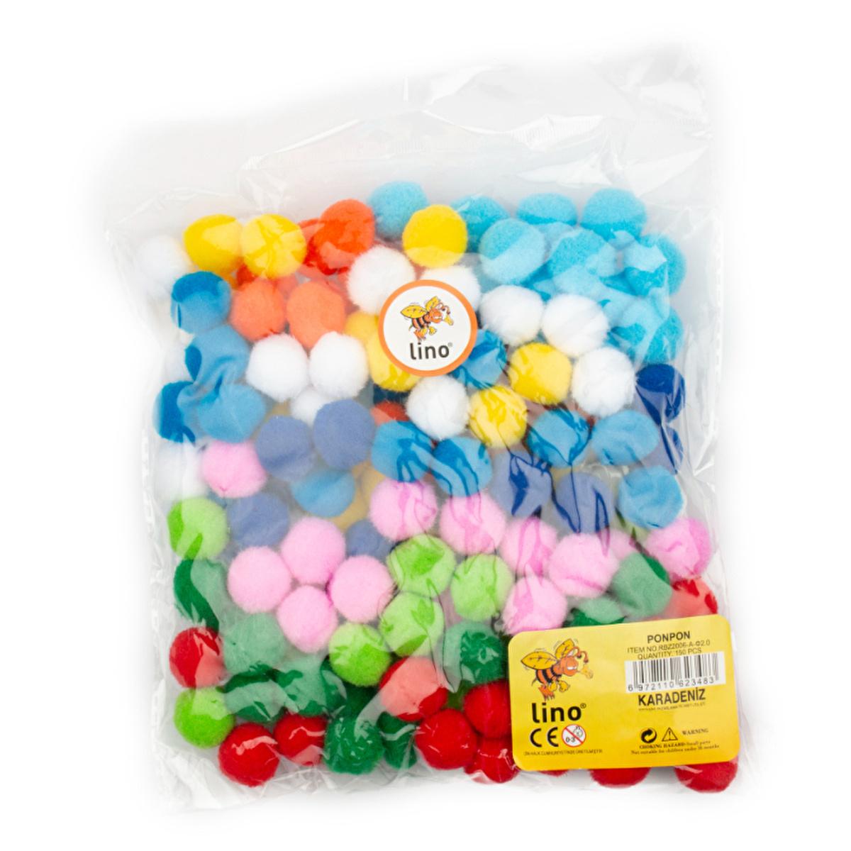 Lino Ponpon Craft Ponpon Set - 20 mm Diameter, 150 Count - Ideal for Arts and Crafts Supplies, Educational Craft Materials by Beauty Care Bag