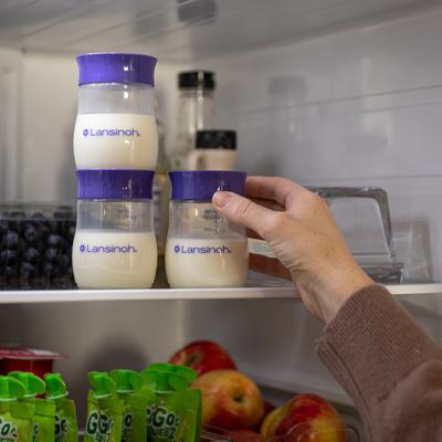 Lansinoh Breast Milk Storage Bottles Set of 4 - BPA Free, Dishwasher Safe, Compatible with Lansinoh Breast Pumps by Beauty Care Bag