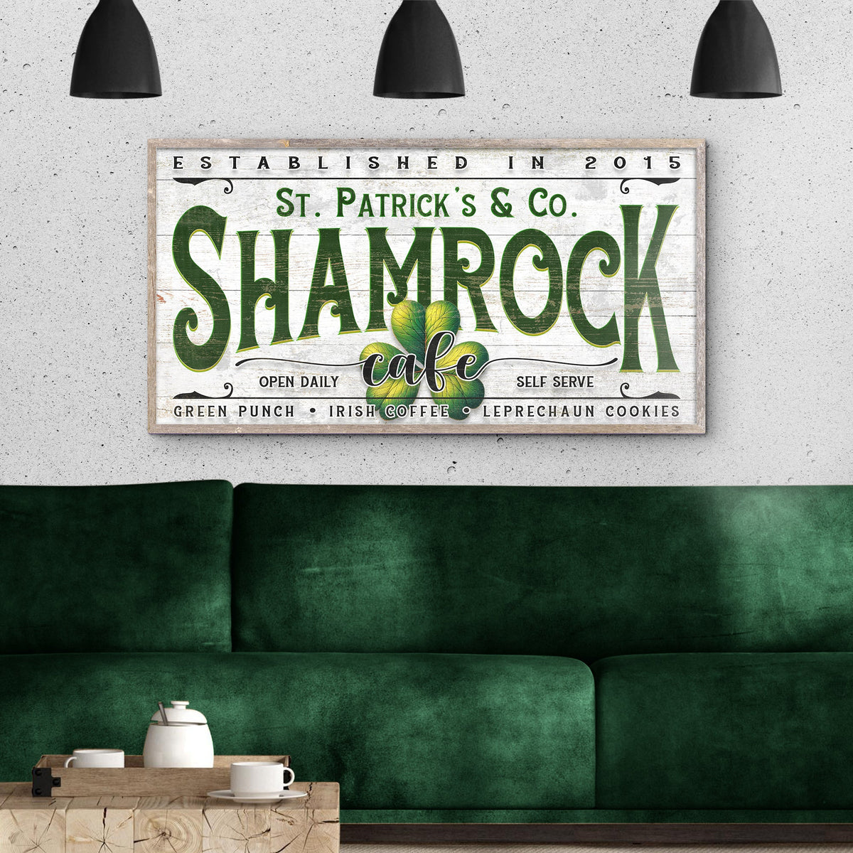 Custom Shamrock Cafe Sign by Tailored Canvases