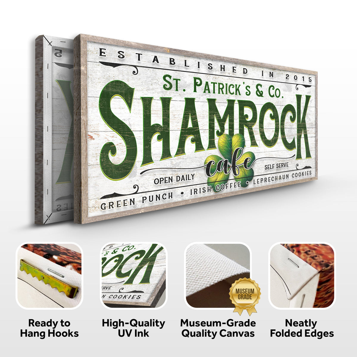Custom Shamrock Cafe Sign by Tailored Canvases