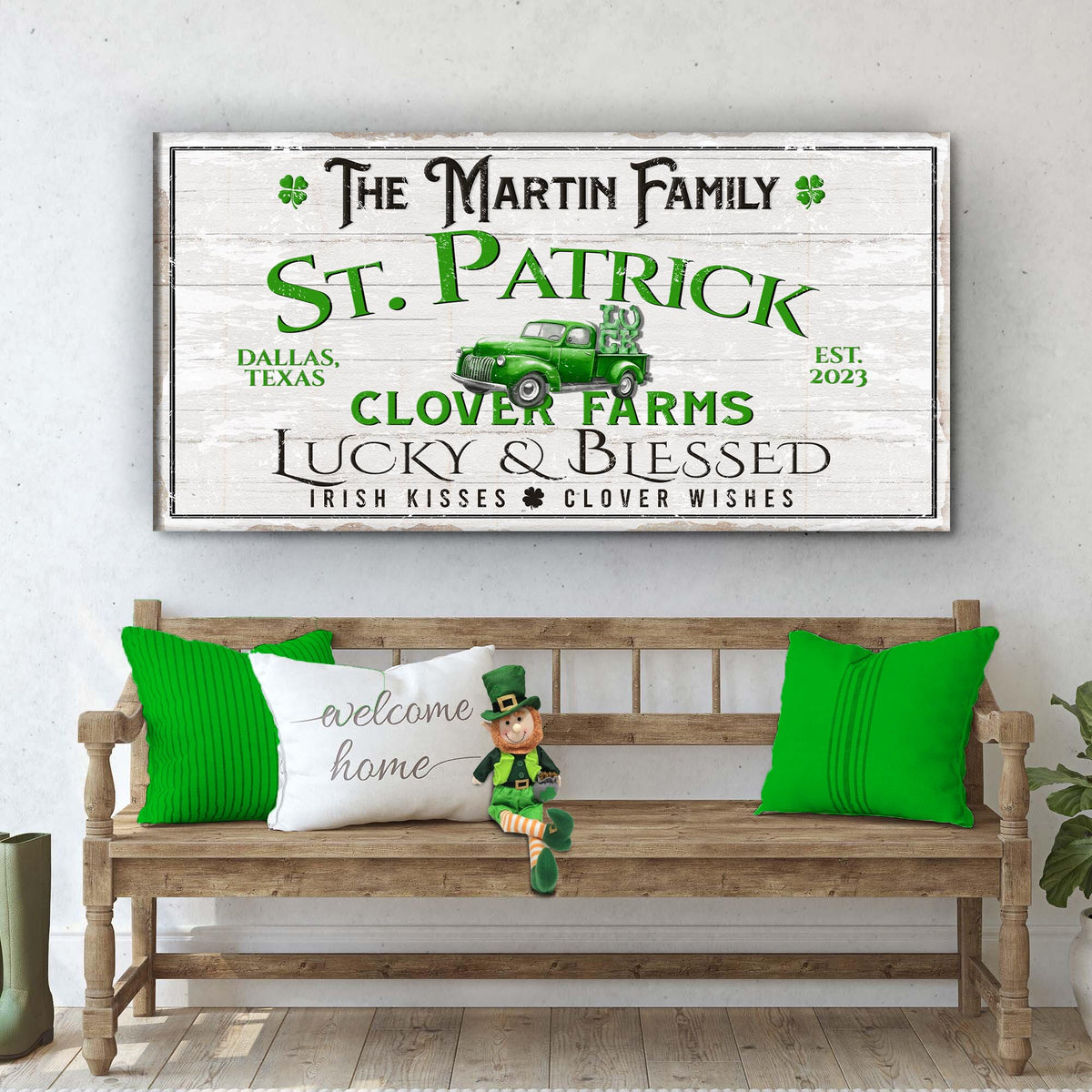 Custom St. Patrick Farmhouse Family Sign by Tailored Canvases