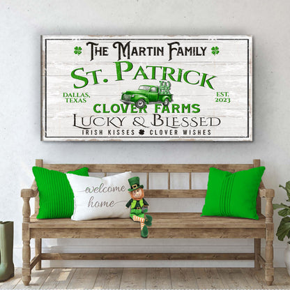 Custom St. Patrick Farmhouse Family Sign by Tailored Canvases