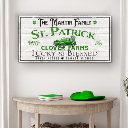 Custom St. Patrick Farmhouse Family Sign by Tailored Canvases
