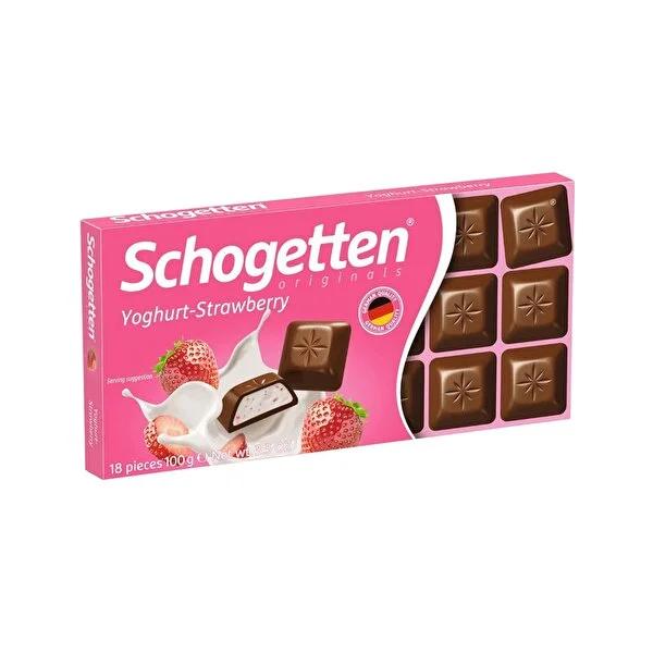 Schogetten Strawberry Yogurt Chocolate Bar - 100g German Chocolate with Unique Filling by Beauty Care Bag
