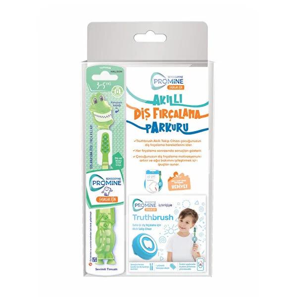 Sensodyne Kids Crocodile Toothbrush Set: Make Brushing Fun with Smart Tracking - Promotes Healthy Dental Hygiene by Beauty Care Bag