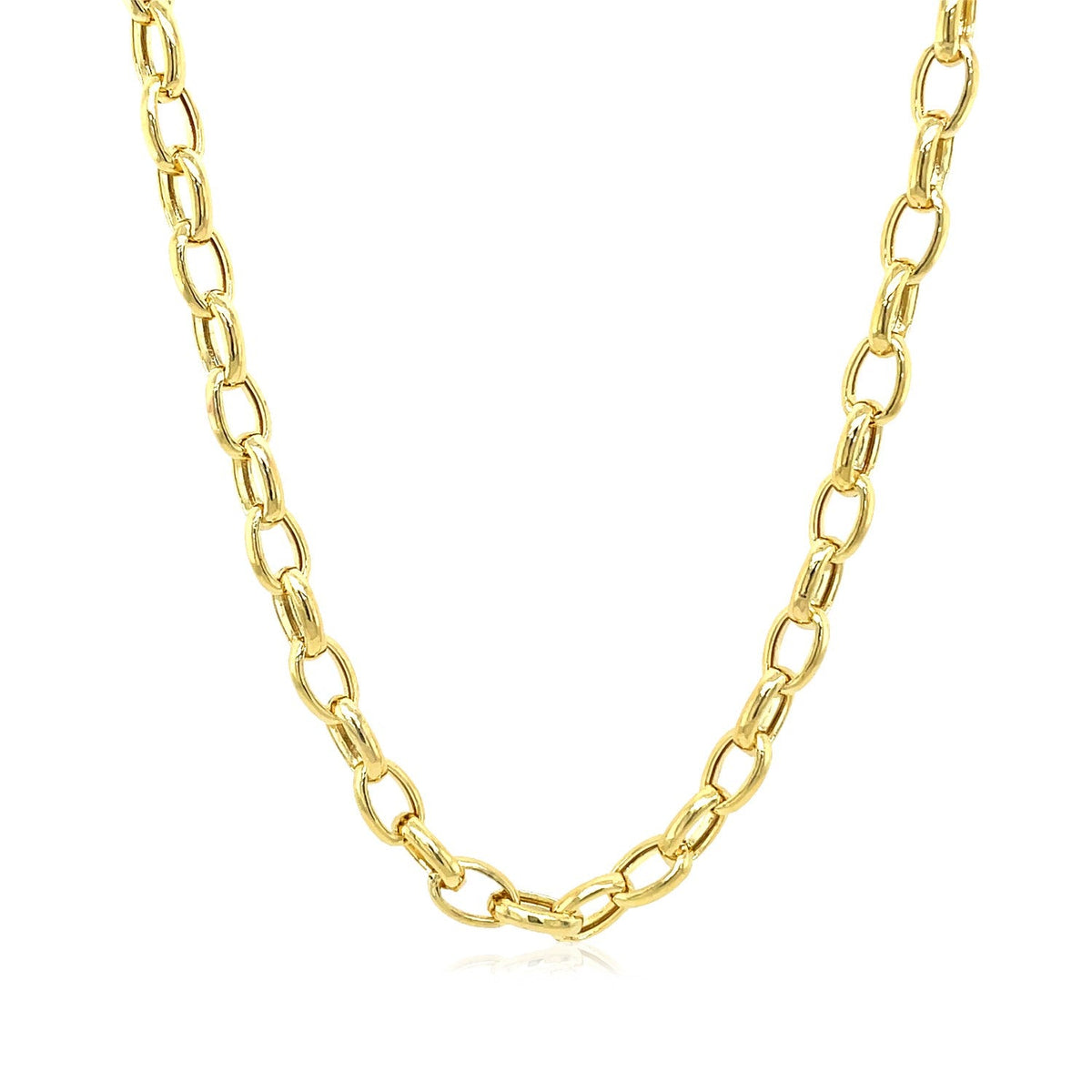 14k yellow gold oval rolo chain, 4.6mm by Avera Group, view 2