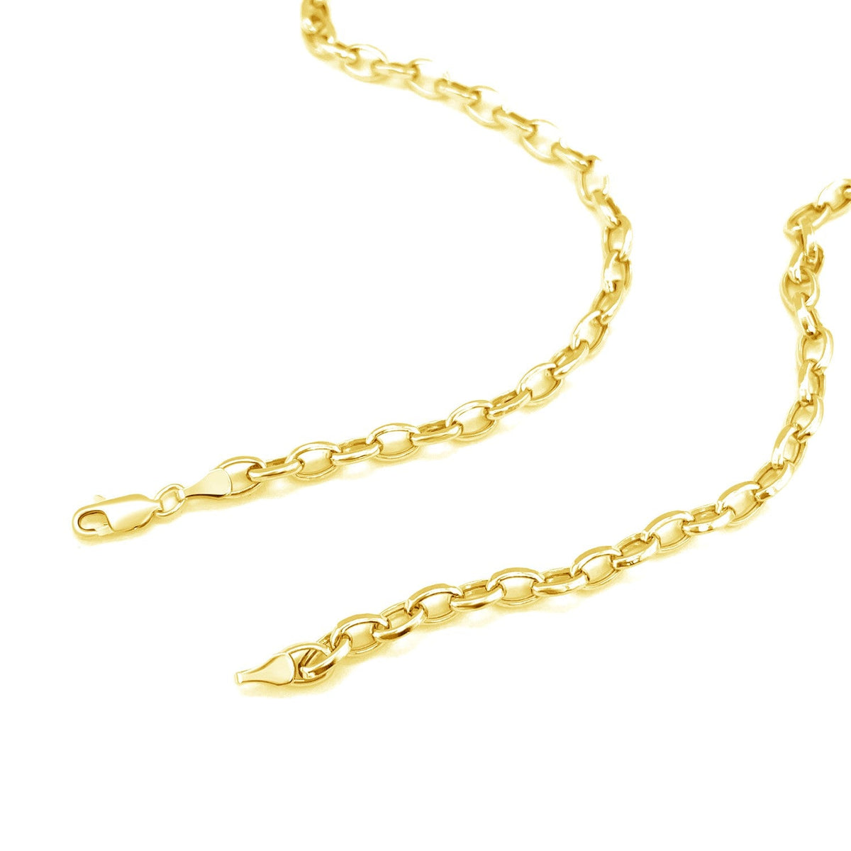 14k yellow gold oval rolo chain, 4.6mm by Avera Group, view 3