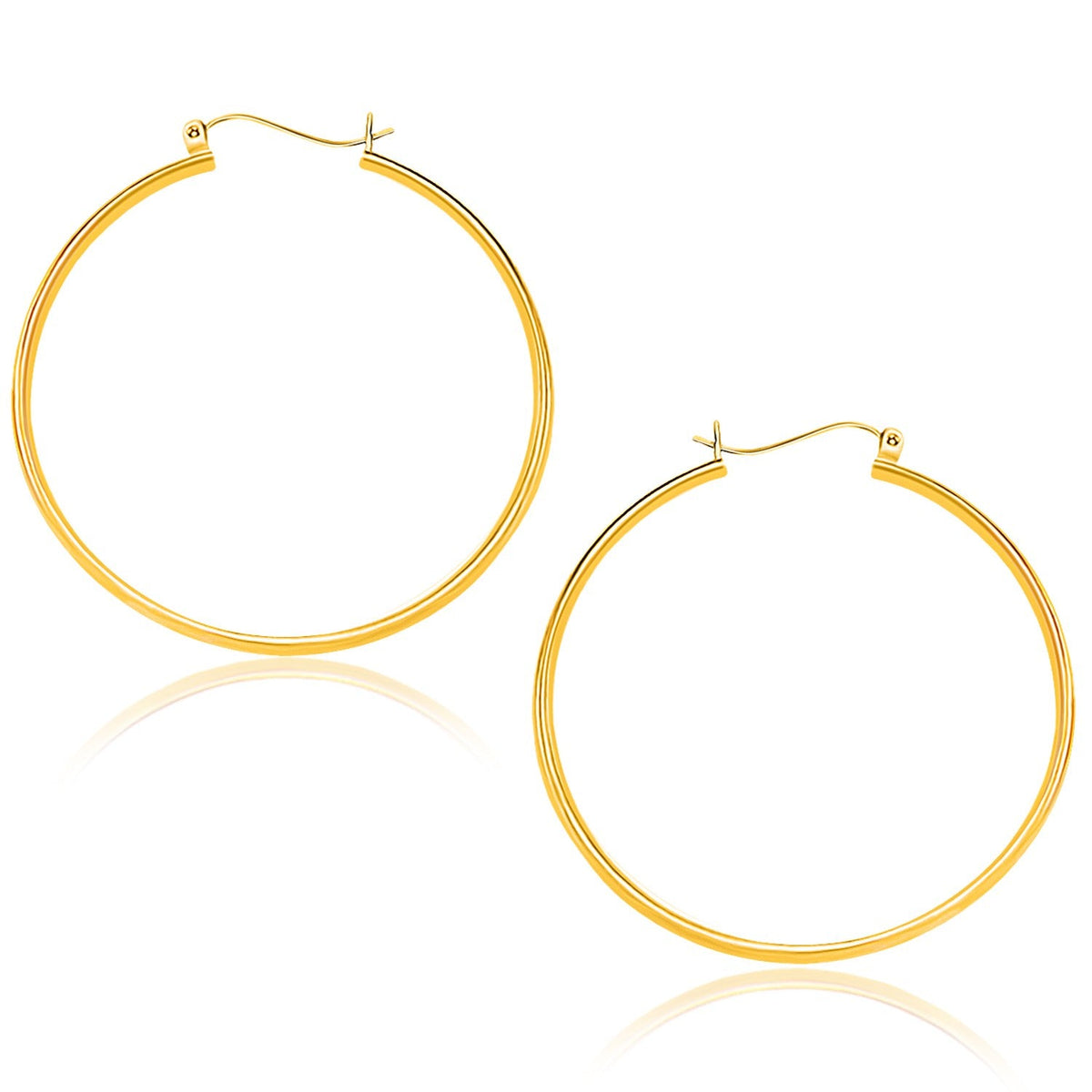 14k yellow gold 40mm polished hoops by Avera Group