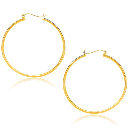 14k yellow gold 40mm polished hoops by Avera Group