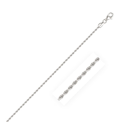 RCJ 2.0mm solid 14k white gold diamond-cut rope chain by Avera Group