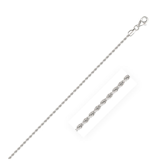 RCJ 2.0mm solid 14k white gold diamond-cut rope chain by Avera Group