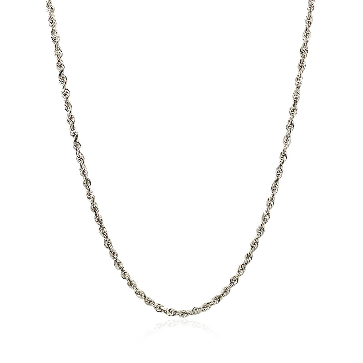 RCJ 2.0mm solid 14k white gold diamond-cut rope chain by Avera Group, view 2