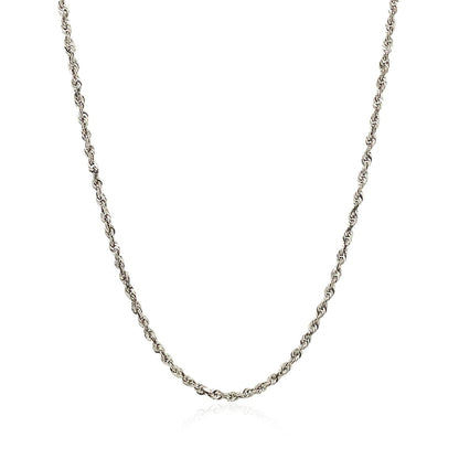 RCJ 2.0mm solid 14k white gold diamond-cut rope chain by Avera Group, view 2