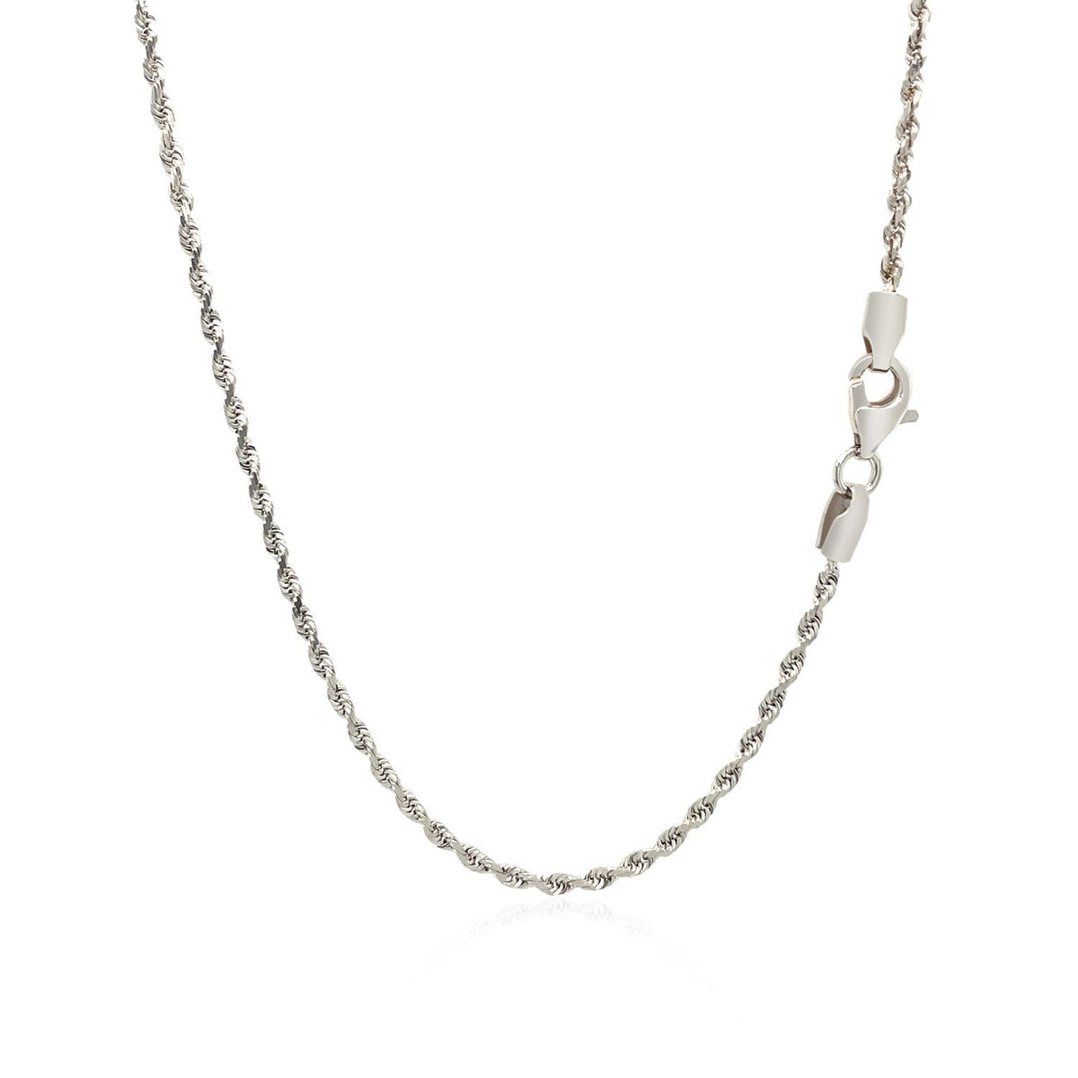RCJ 2.0mm solid 14k white gold diamond-cut rope chain by Avera Group, view 3