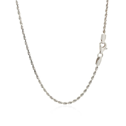 RCJ 2.0mm solid 14k white gold diamond-cut rope chain by Avera Group, view 3
