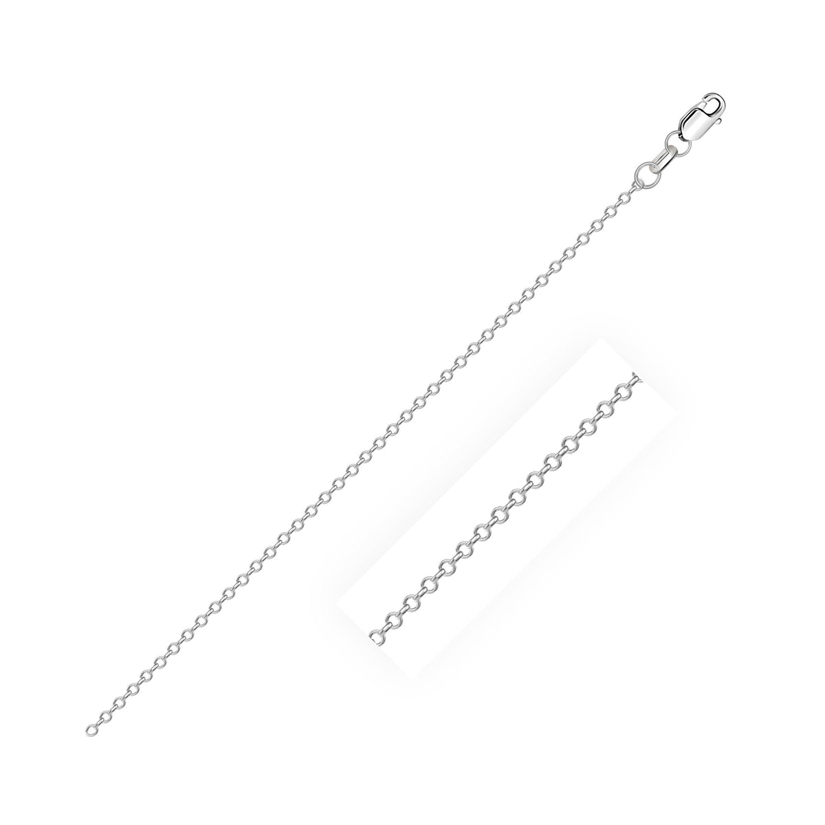14k white gold diamond-cut cable link chain, 0.8mm, by Avera Group
