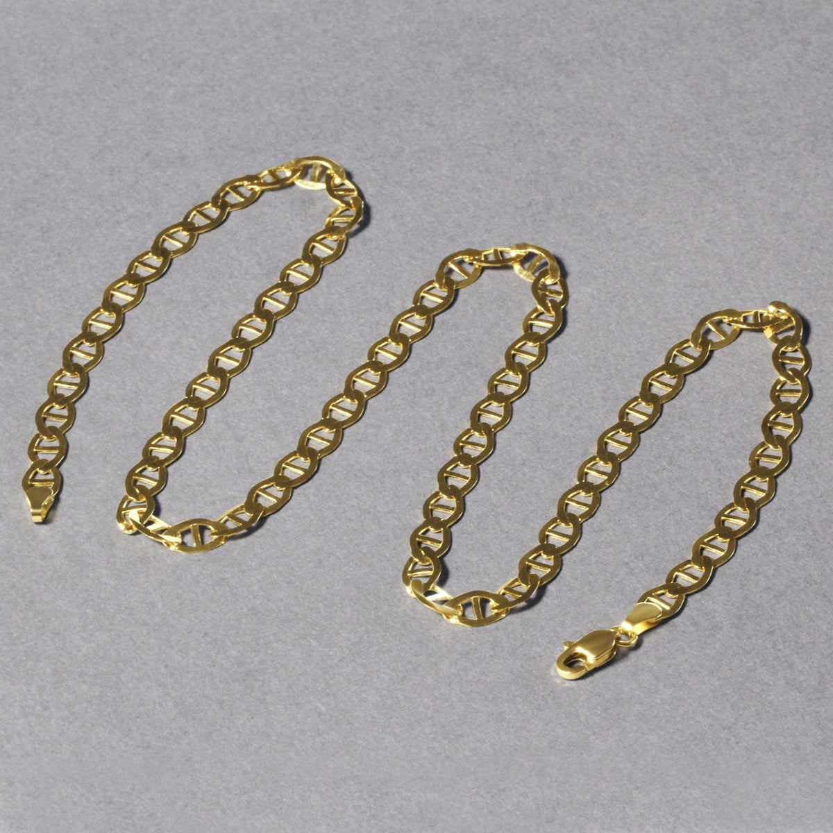14k yellow gold mariner link chain, 5.1mm by Avera Group, view 5