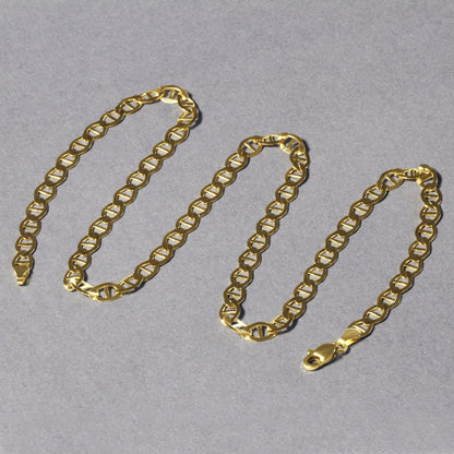 14k yellow gold mariner link chain, 5.1mm by Avera Group, view 5