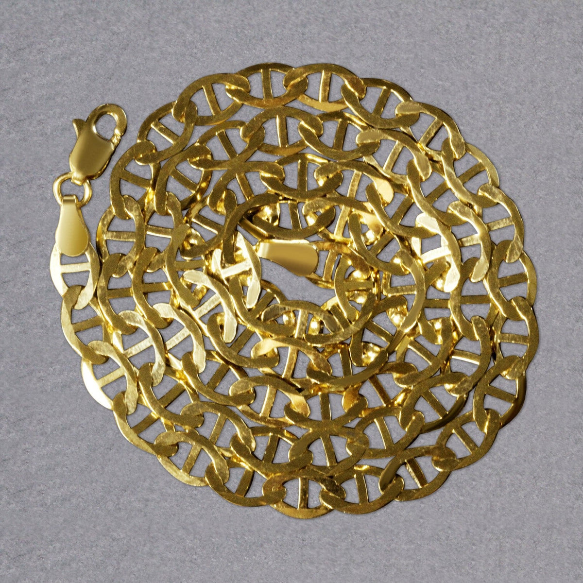 14k yellow gold mariner link chain, 5.1mm by Avera Group, view 6