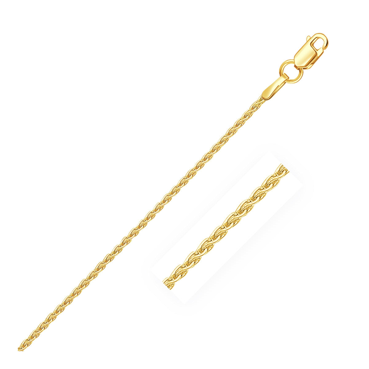 14k yellow gold 1.20mm round wheat chain by Avera Group