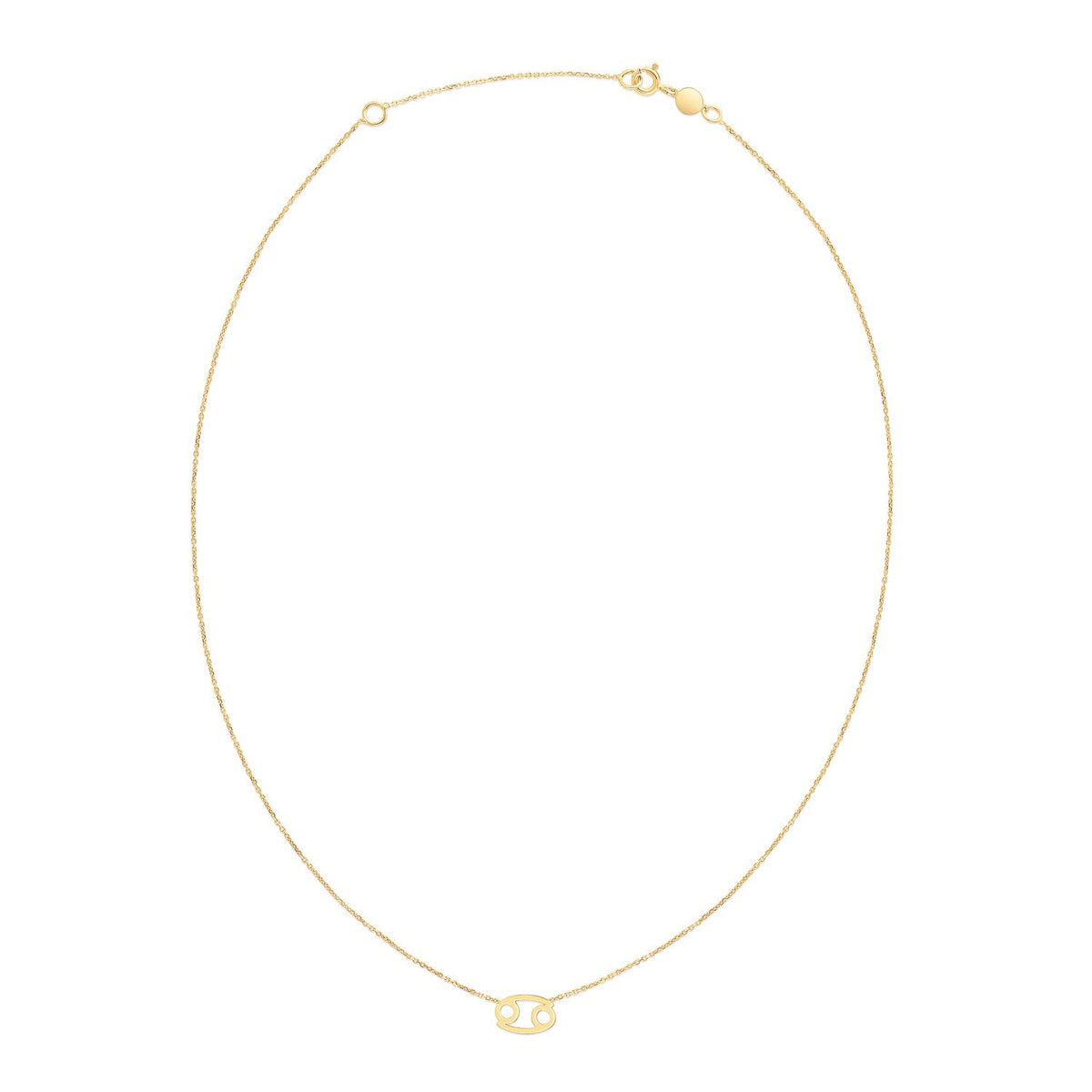 14k yellow gold Cancer zodiac sign necklace, Avera Group, view 2