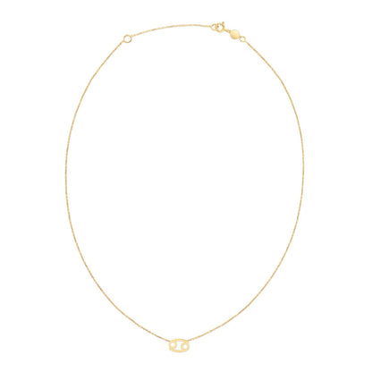 14k yellow gold Cancer zodiac sign necklace, Avera Group, view 2