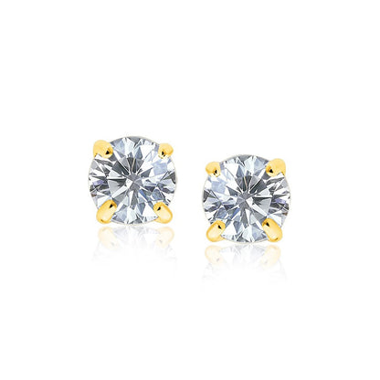 14k yellow gold 8mm round CZ stud earrings by Avera Group