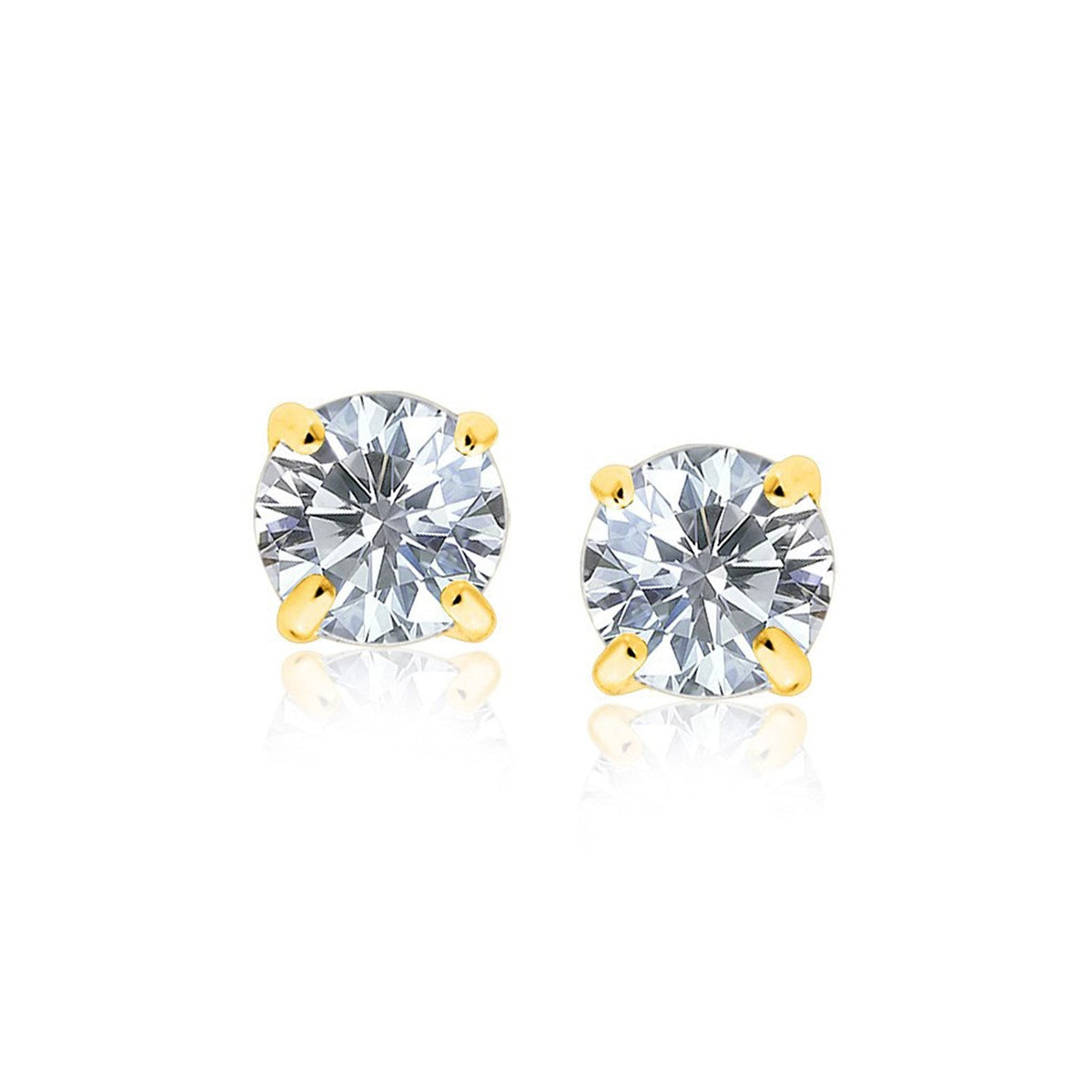 14k yellow gold 8mm round CZ stud earrings by Avera Group