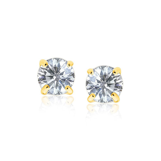 14k yellow gold 8mm round CZ stud earrings by Avera Group
