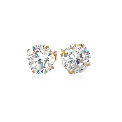 14k yellow gold 8mm round CZ stud earrings, Avera Group, view 2