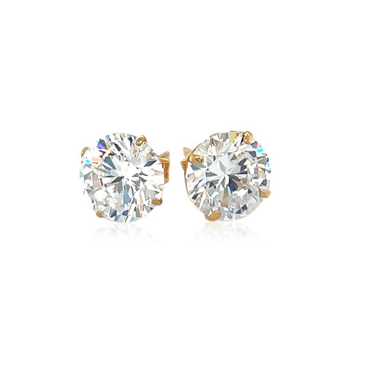14k yellow gold 8mm round CZ stud earrings, Avera Group, view 2