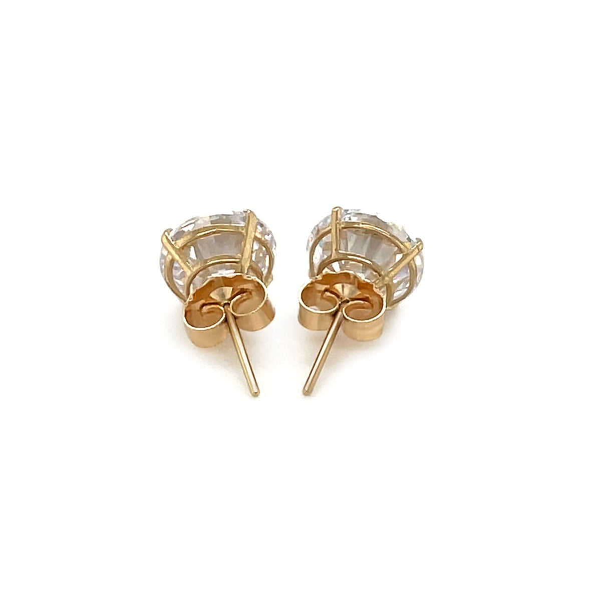 14k yellow gold 8mm round CZ stud earrings, Avera Group, view 3