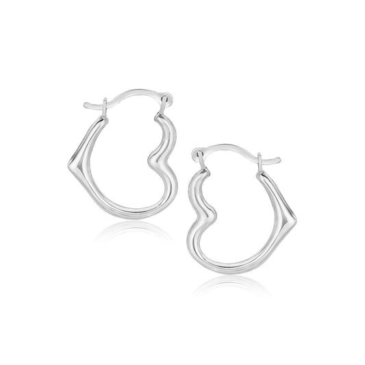 Avera Group 10K white gold heart-shaped hoop earrings, 16mm