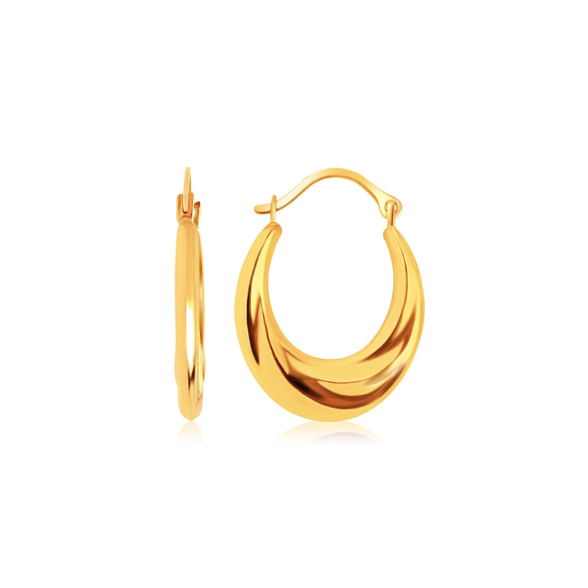 14k yellow gold graduated oval hoop earrings with snap lock backs by Avera Group