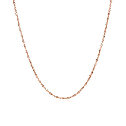 14k rose gold Singapore chain, 1.10mm, by Avera Group, view 2