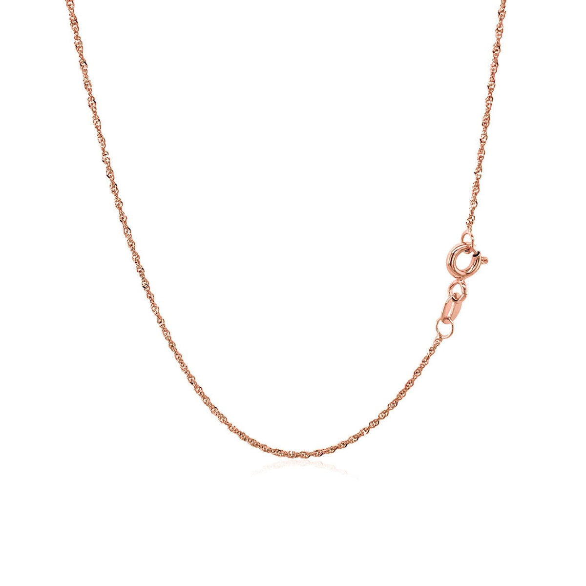 14k rose gold Singapore chain, 1.10mm, by Avera Group, view 3