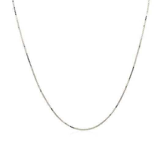 14k white gold classic box chain with spring ring clasp, 0.6mm, Avera Group, view 2