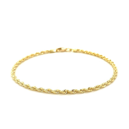 14k yellow gold solid diamond-cut rope bracelet, 2.50mm by Avera Group, view 2