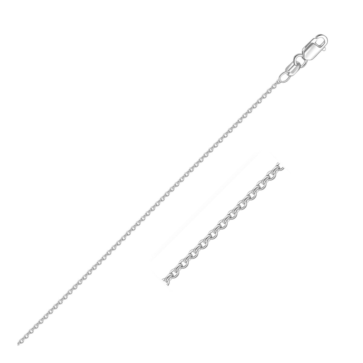 14k white gold round cable link chain, 1.2mm, Avera Group