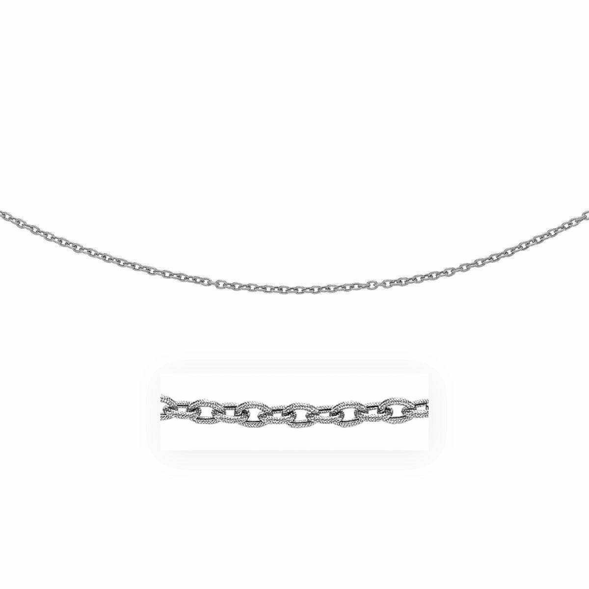 14k white gold pendant chain with textured links, 2.90mm, Avera Group