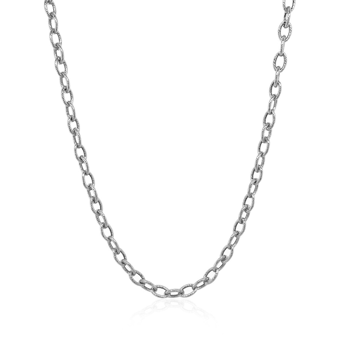 14k white gold pendant chain with textured links, 2.90mm, Avera Group, view 2