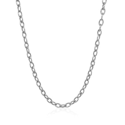 14k white gold pendant chain with textured links, 2.90mm, Avera Group, view 2