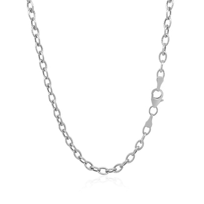 14k white gold pendant chain with textured links, 2.90mm, Avera Group, view 3