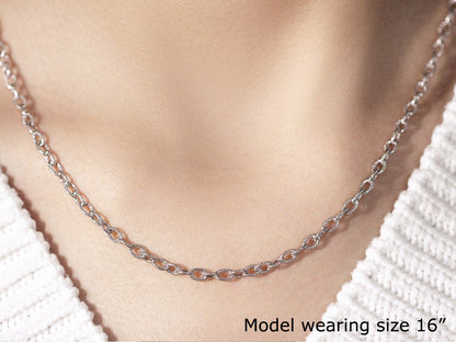 14k white gold pendant chain with textured links, 2.90mm, Avera Group, view 4
