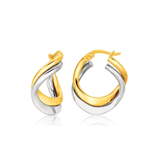 Two twisted entwined hoops in 14k white and yellow gold, Avera Group