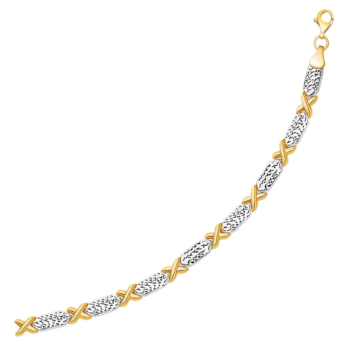 14k two-tone gold fancy X link bracelet by Avera Group