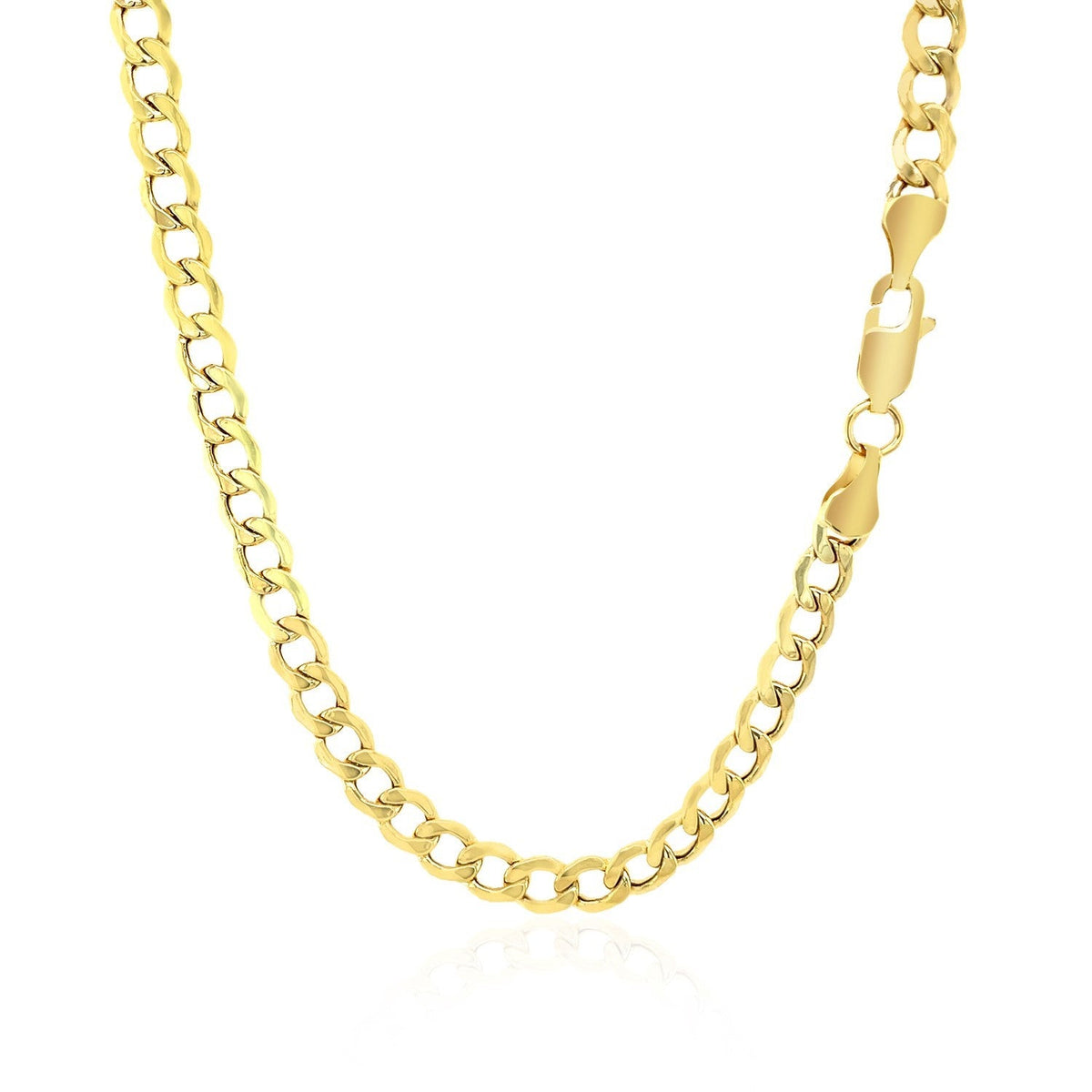 14k yellow gold curb chain, 4.4mm, Avera Group, view 4