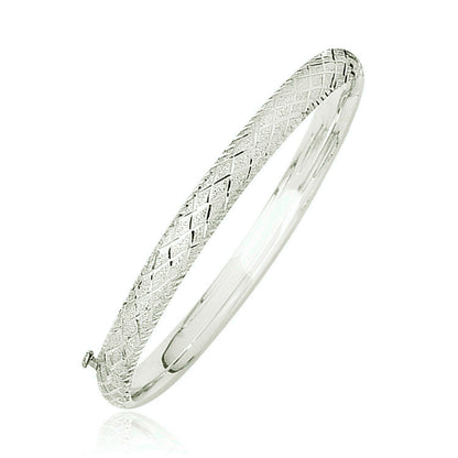 14k white gold carved bangle, 6mm, Avera Group